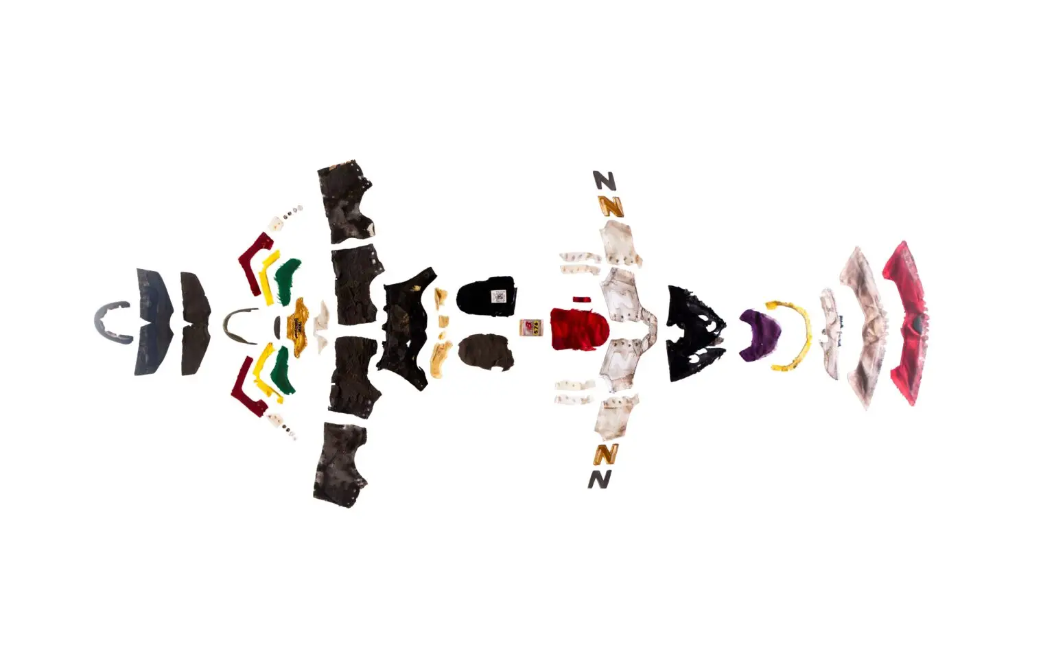 Disassembled sneaker, all parts side by side for a better picture about the technology