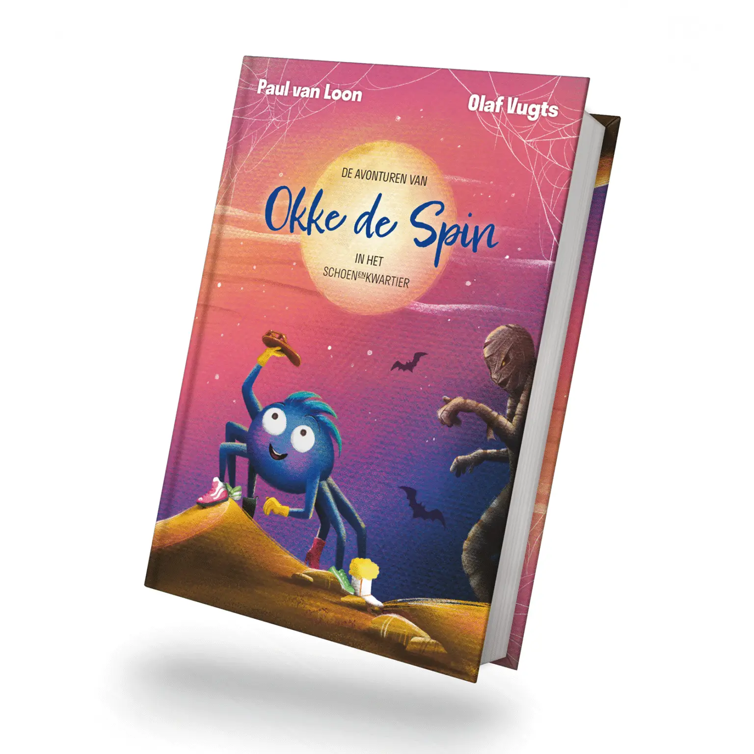 Book cover of the adventures of Okke the Spider in the Shoe Quarter.