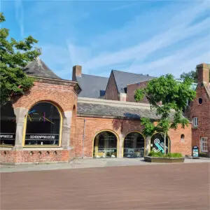 Facade of the Schoenenkwartier, architecture award-winning Kropholler complex in Waalwijk