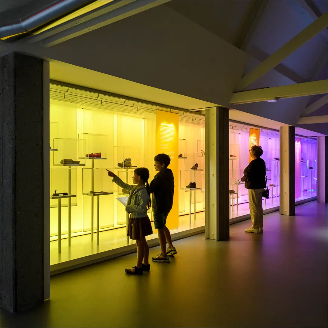 Children in the Shoe Quarter at the permanent exhibition on different cultures and shoes